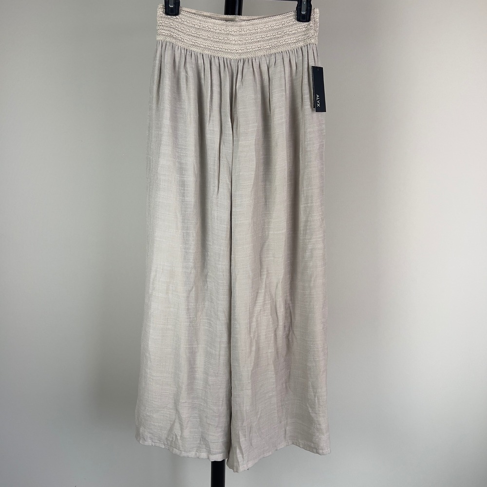 NWT Alyx Quiet Luxury Crinkle Palazzo Wide Leg Smocked Waist Pants Large